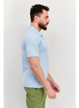 Project Essentials Men Regular Fit Solid Short Sleeve Polo Shirt, Light Blue  - Image 2