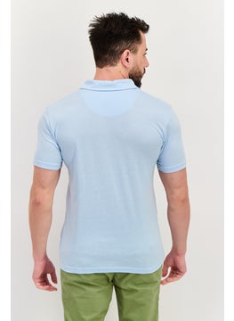 Project Essentials Men Regular Fit Solid Short Sleeve Polo Shirt, Light Blue  - Image 3