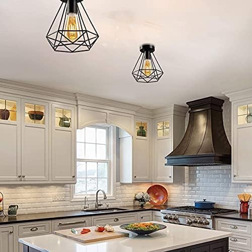 SINOMAN Black Ceiling lamp for Living Room/Black Hanging Lights/Hanging Lamps for Home Decoration/Ceiling Light for Living Room/Metal (CL Diamond, with Bulb) - Image 4
