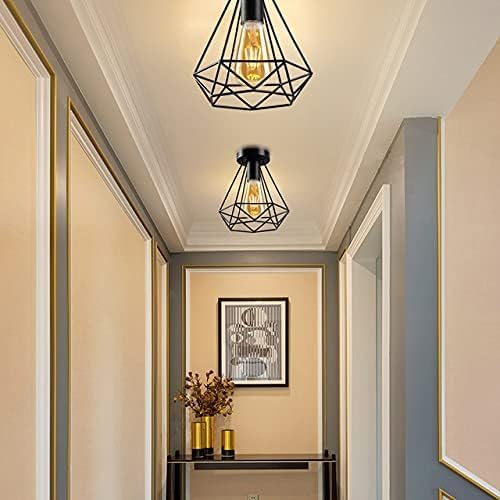 SINOMAN Black Ceiling lamp for Living Room/Black Hanging Lights/Hanging Lamps for Home Decoration/Ceiling Light for Living Room/Metal (CL Diamond, with Bulb) - Image 3