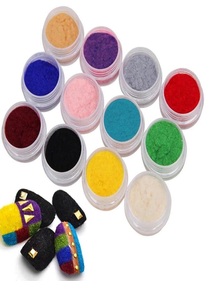 Bellecrey 12 Color/Set Fuzzy Flocking Velvet Nail Glitter Powder Pigment Velvet for Nail DIY UV Gel Polish Nail Art Tips Decoration for DIY Nails Decoration Tips - Image 2