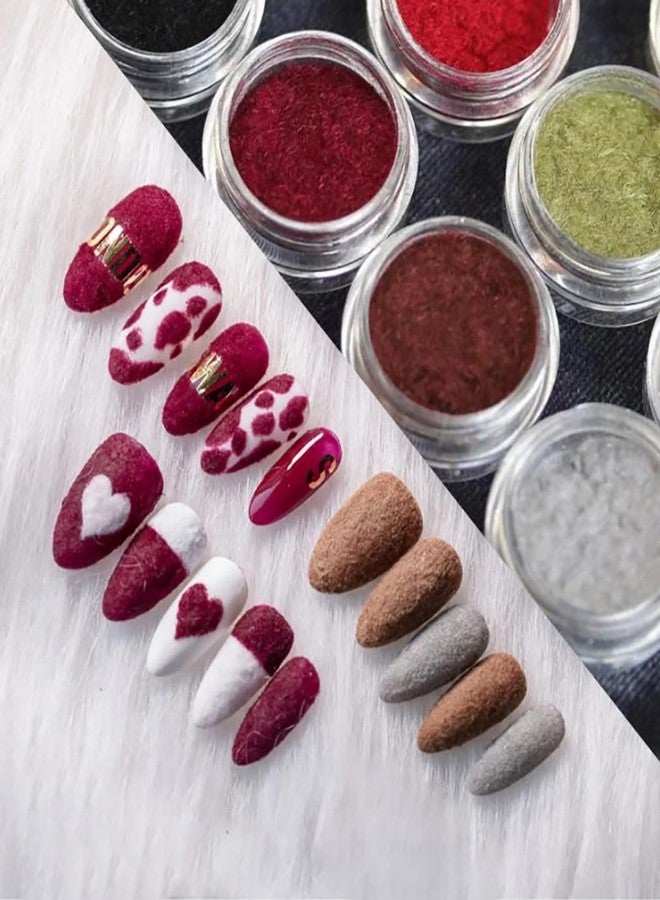 Bellecrey 12 Color/Set Fuzzy Flocking Velvet Nail Glitter Powder Pigment Velvet for Nail DIY UV Gel Polish Nail Art Tips Decoration for DIY Nails Decoration Tips - Image 4