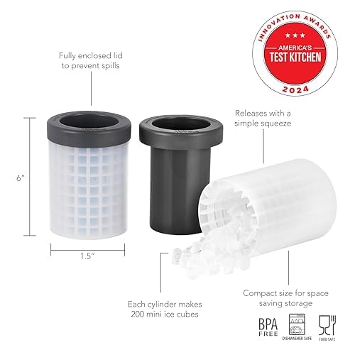 Tovolo Mini Ice Cylinder Set of 2, Easy Squeeze and Release Mini Ice, BPA-Free Silicone, 200 Mini Cubes Each, Leak Proof, Dishwasher Safe, Compact Design for Freezer Storage - Image 5