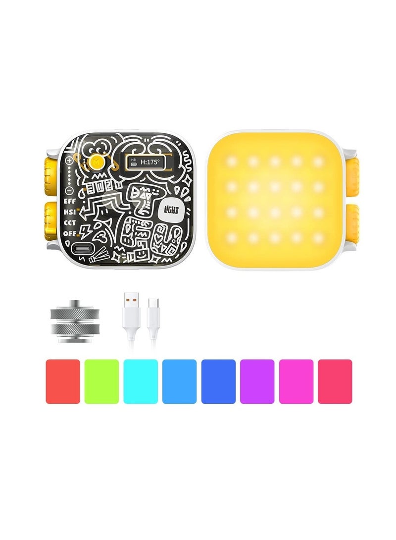 كابتن تيك LED Camera Light for Portable Photography, RGB Video Lights 360° Full Color Cold Shoe CRI 96+ 2500-9900K Dimmable Video Lights with RGB Spectrum for Canon Sony DSLR Gopro DJI Osmo Vlogging - Image 1