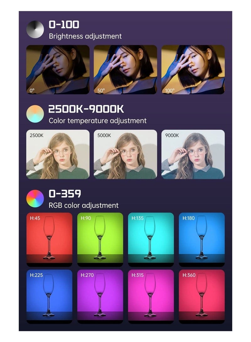 كابتن تيك LED Camera Light for Portable Photography, RGB Video Lights 360° Full Color Cold Shoe CRI 96+ 2500-9900K Dimmable Video Lights with RGB Spectrum for Canon Sony DSLR Gopro DJI Osmo Vlogging - Image 2