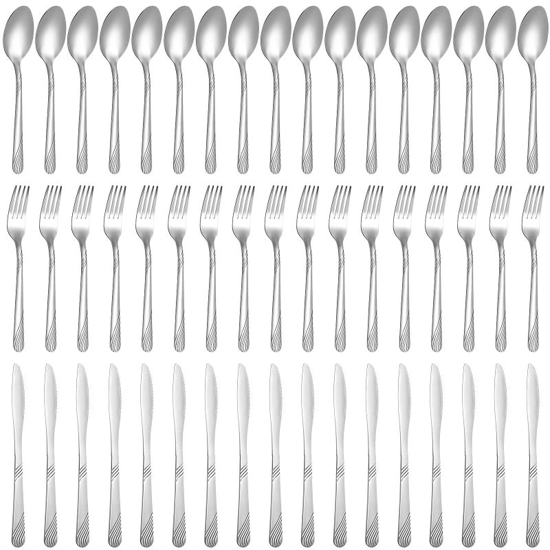 Minatee 201 Pcs Thin Silverware Set Stainless Steel Flatware Sets Service for 67 Silver Cutlery Set Serving Utensils Sits Includes Knife Fork Spoon for Kitchen Dinner Table - Image 1
