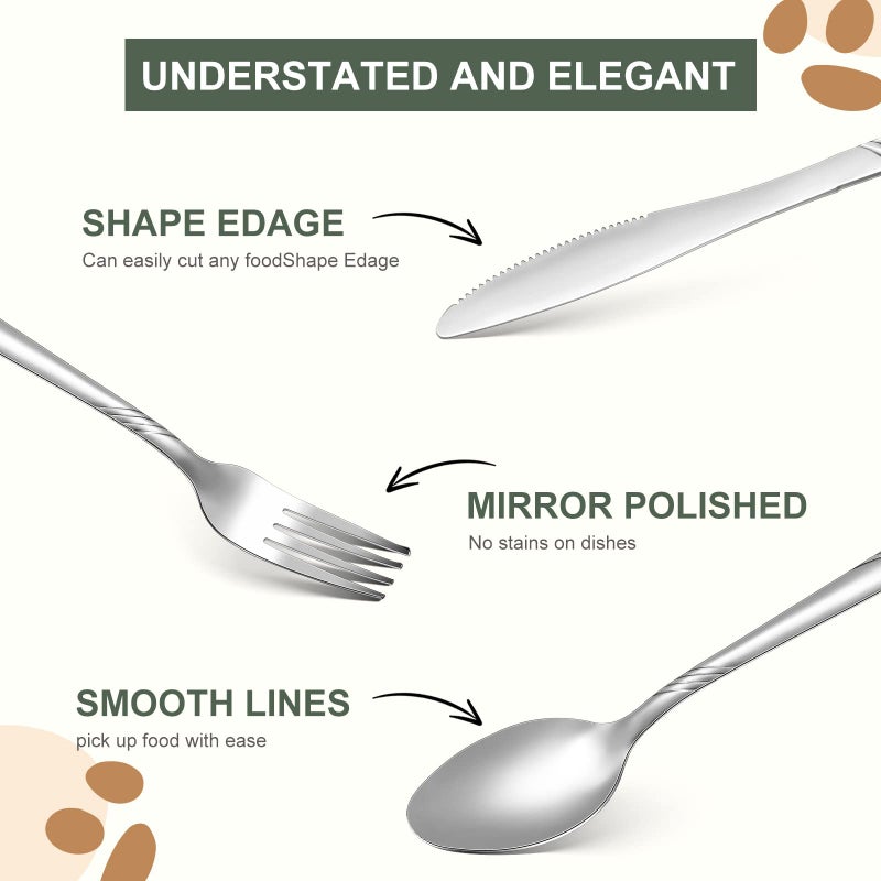 Minatee 201 Pcs Thin Silverware Set Stainless Steel Flatware Sets Service for 67 Silver Cutlery Set Serving Utensils Sits Includes Knife Fork Spoon for Kitchen Dinner Table - Image 3