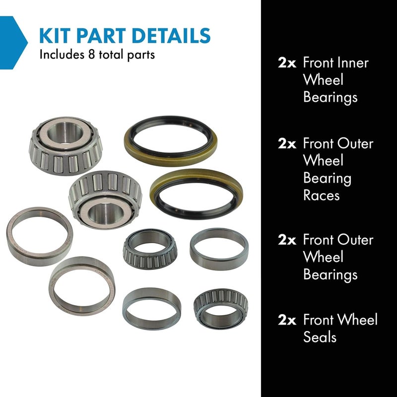 TRQ 8 Piece Inner & Outer Wheel Bearing Race w/Seal Kit LH & RH Sides for Ford Truck - Image 2
