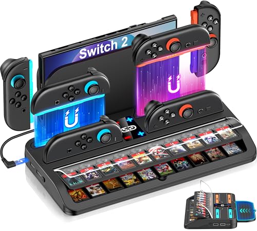 NinABXY Upgraded Switch 2 Storage Dock for Nintendo Switch 2 Joycons&Console, [20 Game Card Slots] All-in-one Joy-Con 2 Charging Docks, Compact Organizer Station for Bedroom & Gaming Setup,L - Image 1