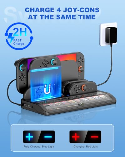 NinABXY Upgraded Switch 2 Storage Dock for Nintendo Switch 2 Joycons&Console, [20 Game Card Slots] All-in-one Joy-Con 2 Charging Docks, Compact Organizer Station for Bedroom & Gaming Setup,L - Image 3
