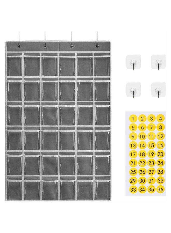 36 Clear Pockets Classroom Pocket Chart for Cell Phones and Calculator Holder, Pocket Chart for Classroom with Number Sticker Homeschool Supplies and Classroom Must Haves - Image 1