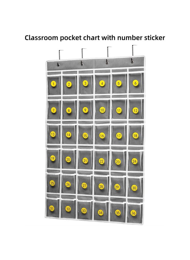 36 Clear Pockets Classroom Pocket Chart for Cell Phones and Calculator Holder, Pocket Chart for Classroom with Number Sticker Homeschool Supplies and Classroom Must Haves - Image 5