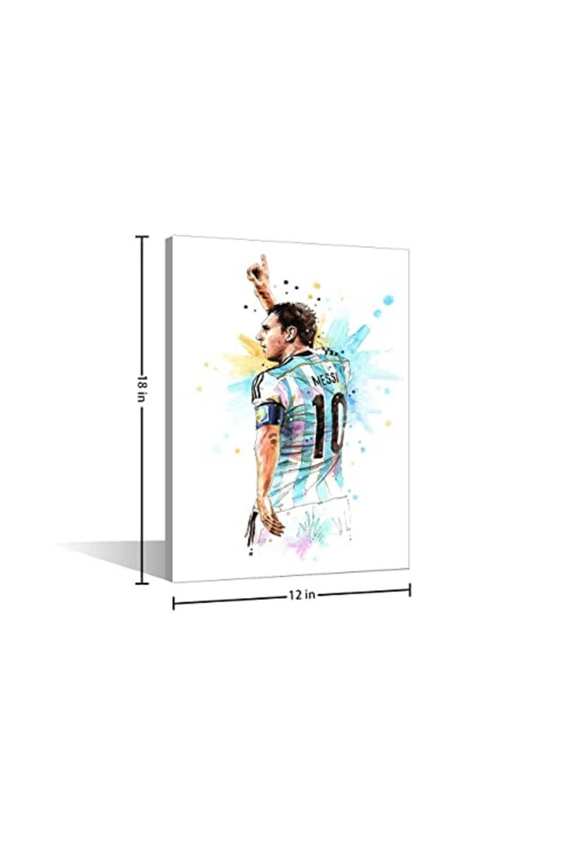 TISHIRON Soccer Star Canvas Wall Art Lionel Messi Paintings Inspirational Painting Gallery Wrapped Prints Decor for Living Room Office Bedroom Posters Framed Ready to Hang 18x12 in - Image 4