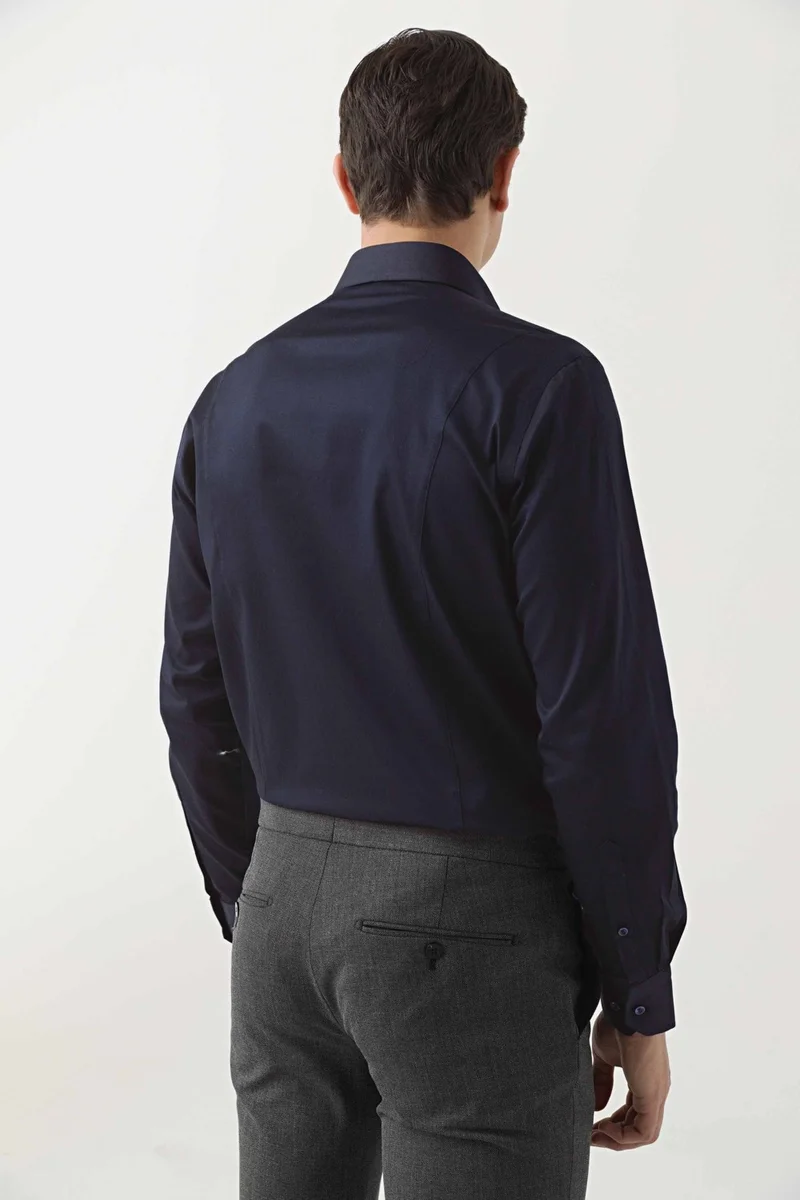 D'S DAMAT D'S Groom Slim Fit Navy Blue Plain Shirt 2HE02DY05006M