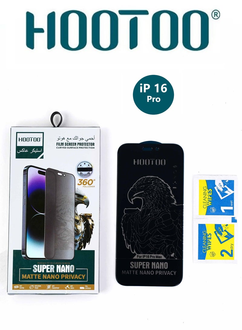 هوتو ستيكر حماية شاشة امامية خصوصية (لقافه) ل ايفون 16 برو، حماية ضد الكسر بتقنية النانو القوية المقاومة لصدمات والكسور، سهلة التركيب. - Image 1