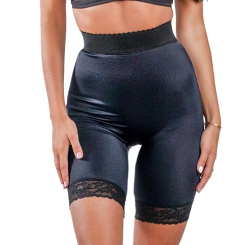 Rago 518 High Waist Leg Shaper | Light Control | Made in USA | No-Roll Lace Hem | Black 2X/34 - Image 1
