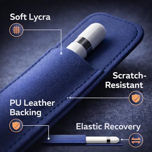 Mizi Pencil Holder Sticker for Apple Pencil Pro, Apple Pencil (USB-C), 1st and 2nd Gen, Elastic Stylus Pocket Pouch Adhesive Pen Sleeve Attached to Case for Apple Pencils and Other Stylus Pens - Blue - Image 3