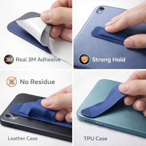 Mizi Pencil Holder Sticker for Apple Pencil Pro, Apple Pencil (USB-C), 1st and 2nd Gen, Elastic Stylus Pocket Pouch Adhesive Pen Sleeve Attached to Case for Apple Pencils and Other Stylus Pens - Blue - Image 5