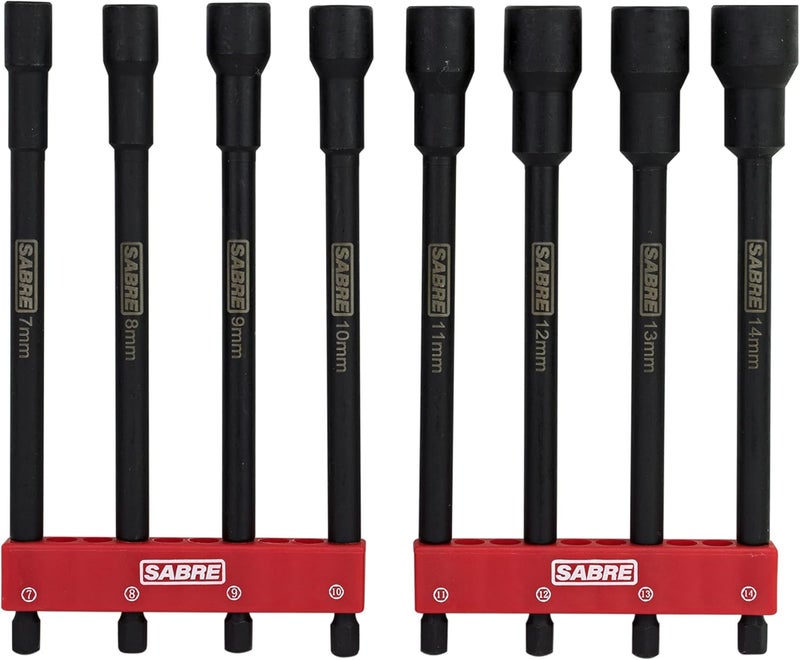 Sabre Tools 8 Piece Metric Impact Magnetic Nut Driver Set – 6 Inch Length, 1/4 Inch Hex Shank, Magnetic Socket Tip (8 Piece Metric Set) - Image 1