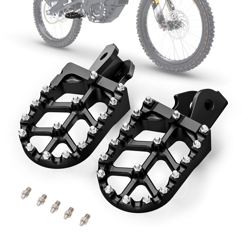 IUVWISN Motorcycle Footpegs Wider Foot Pegs CNC for Surron Sur Ron LBX ERide Pro SSSRS Talaria Sting MX3R MX4 ERide Pro SS 20 30 Ventus One Electric Dirt Bike Black