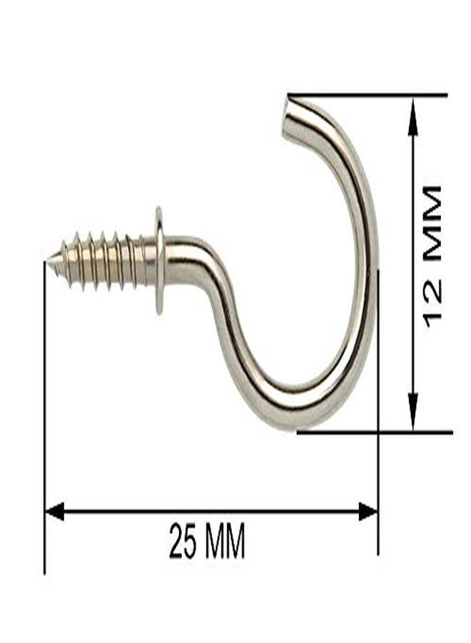 Captiver Self Tapping Alloy Steel Cup Hooks (Silver, 12X25 mm, Set of 50) Steel Ring Screw Multipurpose Key Keychain Hangers Kitchen Accessories Wooden Craft Metal MDF - Image 3