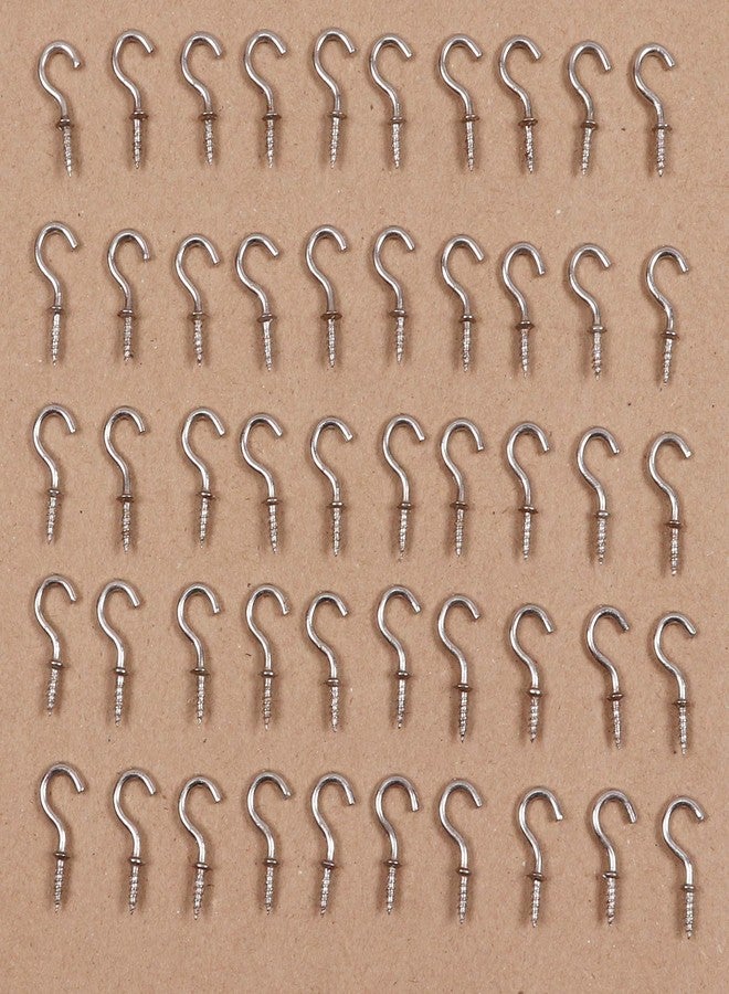 Captiver Self Tapping Alloy Steel Cup Hooks (Silver, 12X25 mm, Set of 50) Steel Ring Screw Multipurpose Key Keychain Hangers Kitchen Accessories Wooden Craft Metal MDF - Image 1
