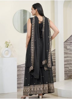 ماركة غير محددة نقدم لكم بدلة شرارة سوداء من جورجيت الثعلب المطرزة مع أعمال مطرزة متسلسلة  - Image 5