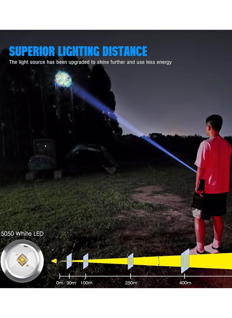 Generic - Torches LED Super Bright Rechargeable 500 Lumens Long Range Flash Light 8 Modes Tactical Flashlight with Fluorescent Shell, Portable Hand Torch for Emergencies, Camping, Hiking,Zoomable, Waterproof - Image 1