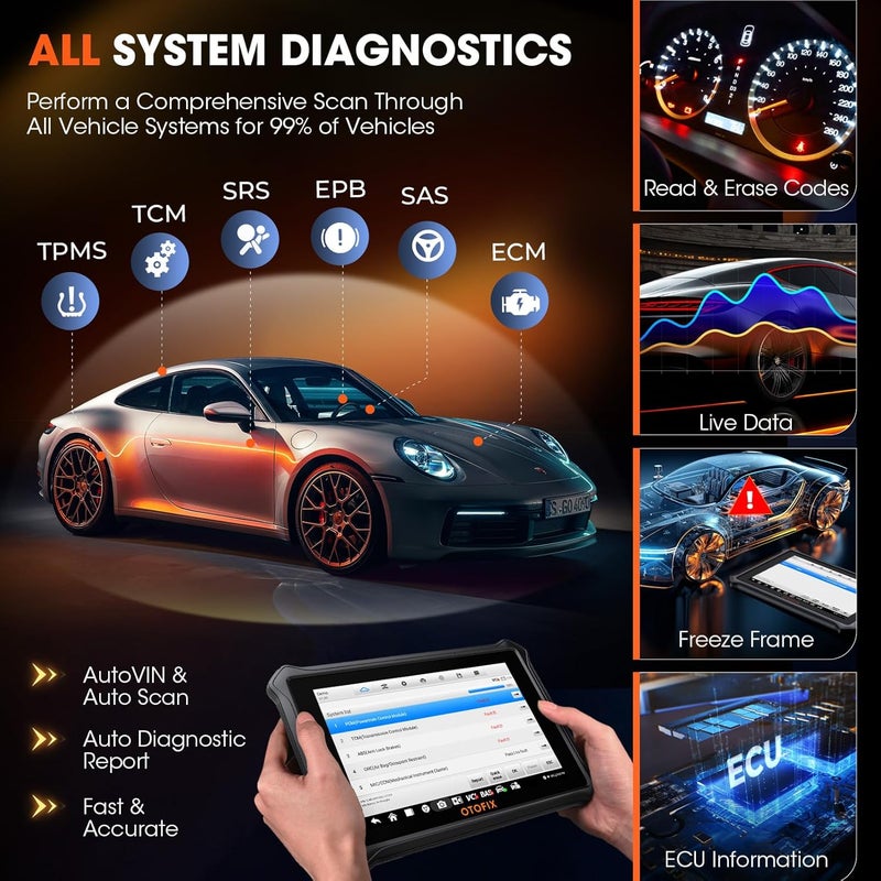 OTOFIX D1 Lite Automotive Diagnostic Scanner Bluetooth OBD2 Full System Scan Tool With Active Test 7 Inch Android Tablet - Image 4