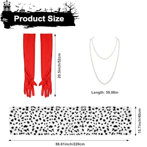 Pextian 4PCS Halloween Costume Women, Dalmatian Shawl, 1920s Red Gloves, Dalmatian Costume Women Coat for Halloween Cosplay Party - Image 2