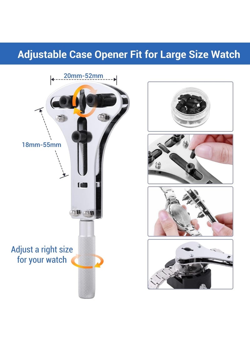Ohuhu - Watch repair kit Ohuhu 192 pcs upgraded heavy duty watch link removal battery replacement band tool kit watch back remover tool professional watch repair opener tools with PU leather bag user manual - Image 1