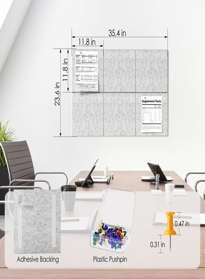 ماكسجير لوحة فلين كبيرة للجدران من ماكس جير، مقاس 36 × 24 بوصة، لون رمادي فاتح، عبوة من 6 قطع من بلاط الجدران اللبادي مع دبابيس تثبيت، لوحات فلين للمكاتب، لوحة دبابيس، لوحة إعلانات، لوحات فلين - Image 4