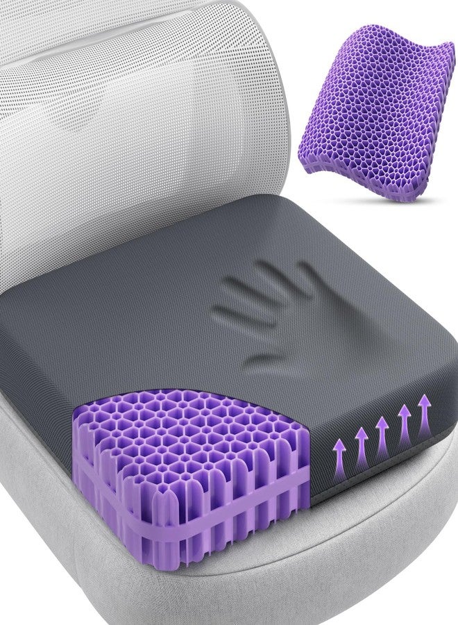 TushGuard وسادة مقعد جل توش جارد للجلوس لفترات طويلة، وسادة مقعد كرسي مكتب بتصميم حاصل على براءة اختراع، وسادة تبريد قابلة للتهوية للكراسي، وسائد سيارة ناعمة للكراسي المتحركة (مقاس كبير جدًا، رمادي) - Image 1