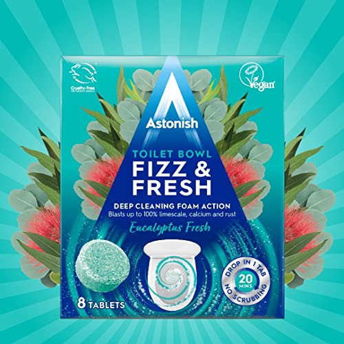 Astonish Toilet Bowl Fizz & Fresh Deep Cleaning Foam Action Tabs | 8 Toilet Block Tablets, Eucalyptus Fresh - Image 3