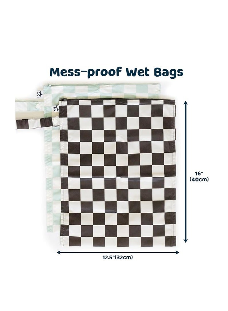 Tiny Twinkle Tiny Twinkle Mess-proof Wet Bags 2 Pack Waterproof and Washable Bag for Travel storage, Stroller, Daycare, Baby Diapers, Yoga, Beach, Pool, Wet Toddler Swimsuits  - Image 2