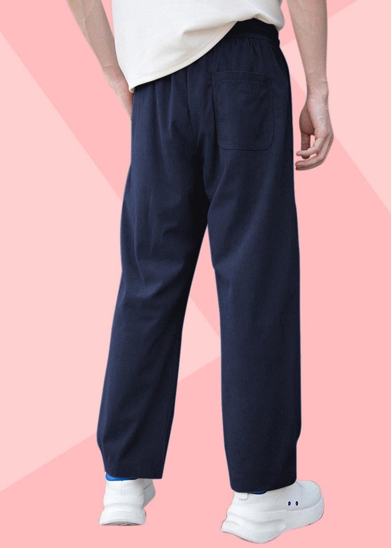 SWADESI STUFF Men's Corduroy Track Pants | Self Design, Mid-Rise Fit, Flexi Waistband - Retro-Inspired Straight Fit Lounge & Casual Wear (in, Alpha, S, Standard, Blue) - Image 4