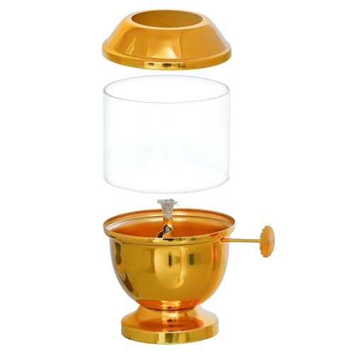 Webelkart Antique Lanterns for Home Decor Akhand Diya Qith Adjustable Bati for Puja Decor|Oil Puja Lamp for Aarti Pooja Article Metal Diya for Diwali ( 6.29" Inches- Metal ) - Image 5