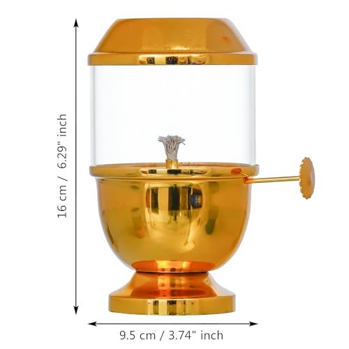 Webelkart Antique Lanterns for Home Decor Akhand Diya Qith Adjustable Bati for Puja Decor|Oil Puja Lamp for Aarti Pooja Article Metal Diya for Diwali ( 6.29" Inches- Metal ) - Image 3