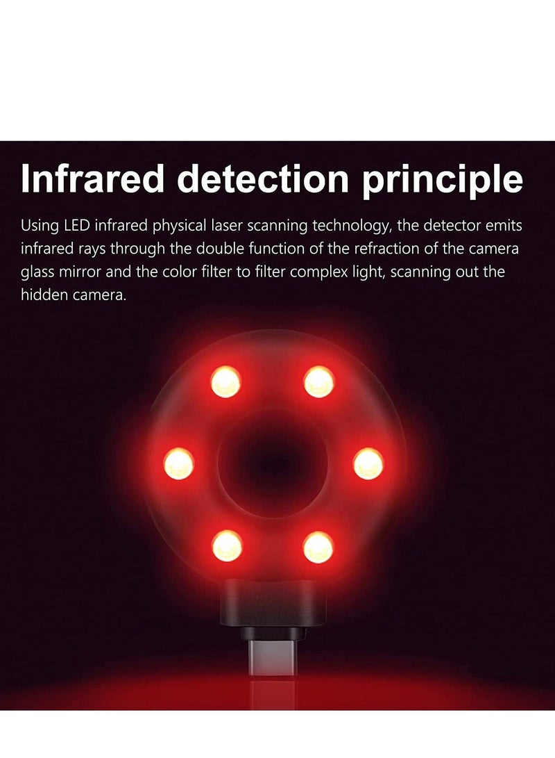 Hidden Camera Detectors, Camera Detector spy Camera Finder Privacy Protector, Listening Device Detector, RF Signal Detector with Infrared Viewfinders Pocket Sized USB C  Lightning Charging Black - Image 2