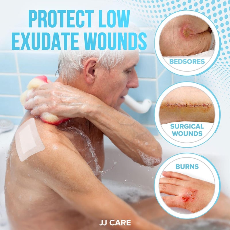 JJ CARE حزمة ضمادات جزيرة لاصقة مقاومة للماء من JJ CARE عدد 100 2 × 3 معقمة بحدود قطنية قابلة للتنفس - Image 5
