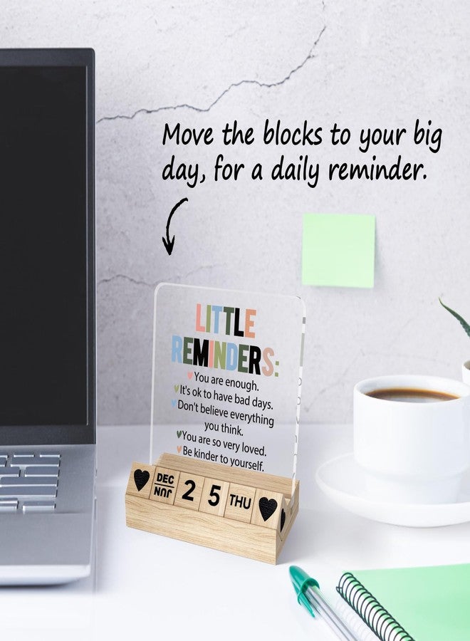 Ythuil Inspirational Motivational Gifts, Wooden Block Calendar for Desk, Little Reminders You are Enough Sign, Employee Appreciation Gifts for Coworker, Positive Affirmations Acrylic Plaque - Image 4