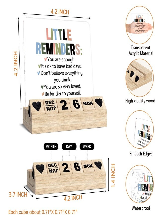Ythuil Inspirational Motivational Gifts, Wooden Block Calendar for Desk, Little Reminders You are Enough Sign, Employee Appreciation Gifts for Coworker, Positive Affirmations Acrylic Plaque - Image 2