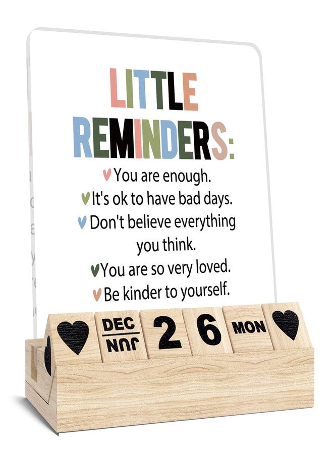 Ythuil Inspirational Motivational Gifts, Wooden Block Calendar for Desk, Little Reminders You are Enough Sign, Employee Appreciation Gifts for Coworker, Positive Affirmations Acrylic Plaque - Image 1