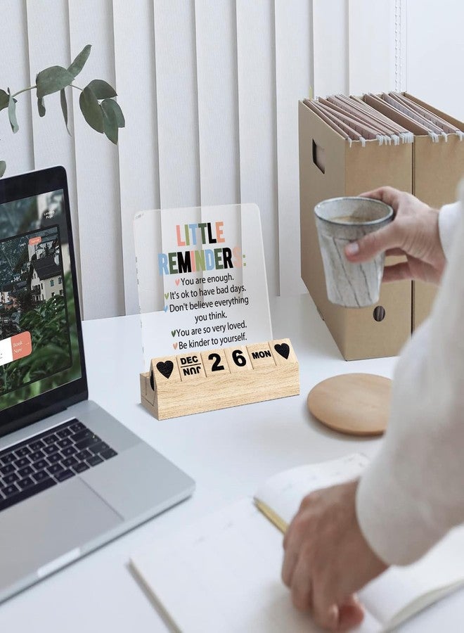 Ythuil Inspirational Motivational Gifts, Wooden Block Calendar for Desk, Little Reminders You are Enough Sign, Employee Appreciation Gifts for Coworker, Positive Affirmations Acrylic Plaque - Image 5