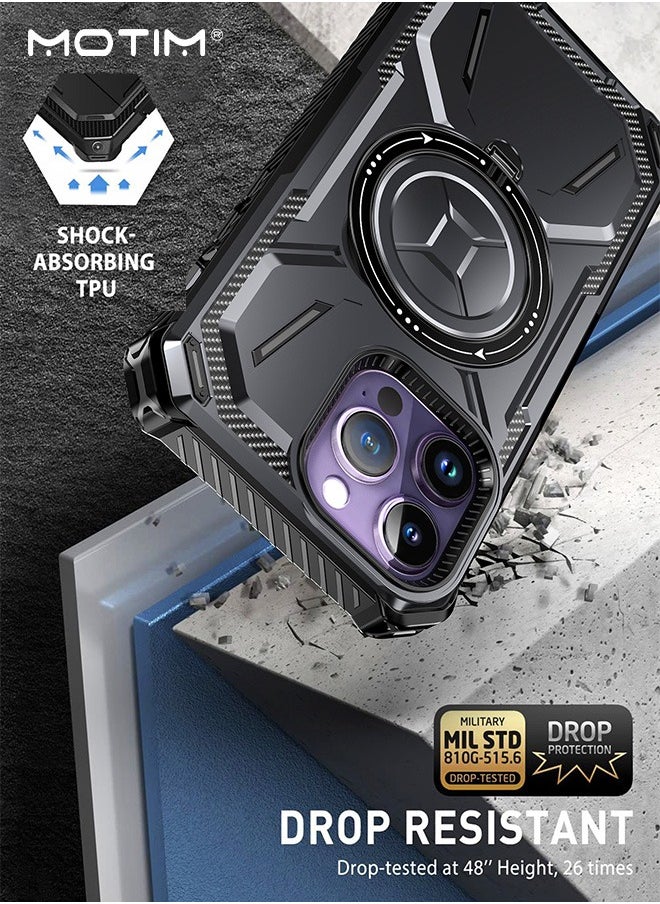 Motim - iPhone 15 Pro Case with MagSafe, Armor Design Case Cover with 360° Rotable Ring Stand, Heavy Duty Shockproof and Anti-Drop Protective Case Built-In Kickstand, Magnetic iPhone 15 Pro Case - Image 1