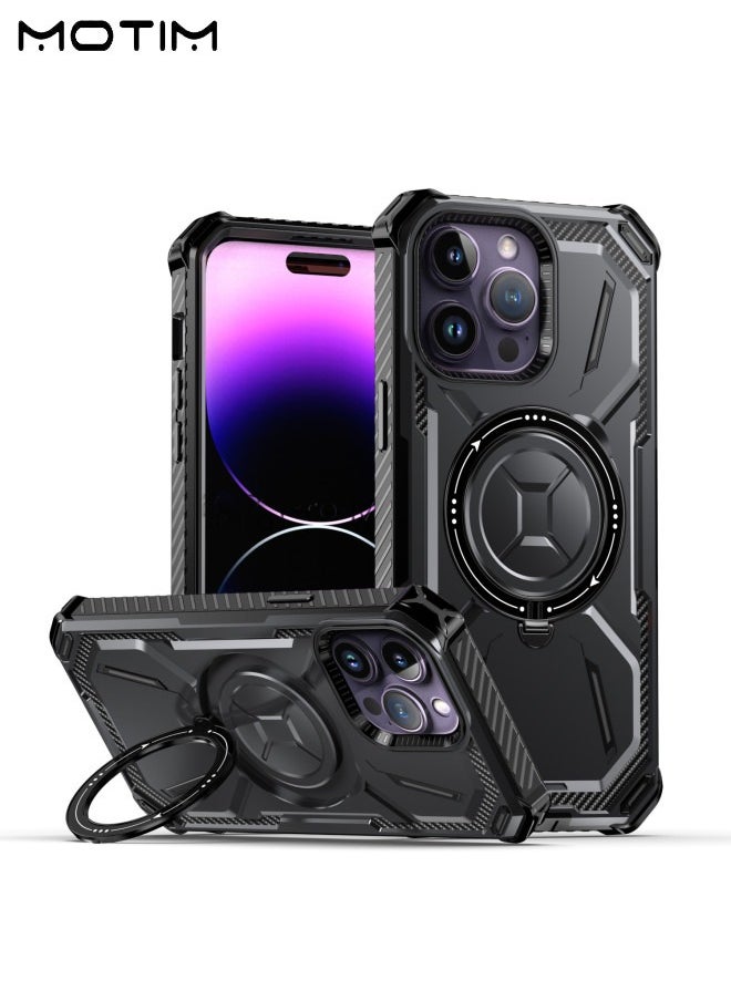 Motim - iPhone 15 Pro Case with MagSafe, Armor Design Case Cover with 360° Rotable Ring Stand, Heavy Duty Shockproof and Anti-Drop Protective Case Built-In Kickstand, Magnetic iPhone 15 Pro Case - Image 1
