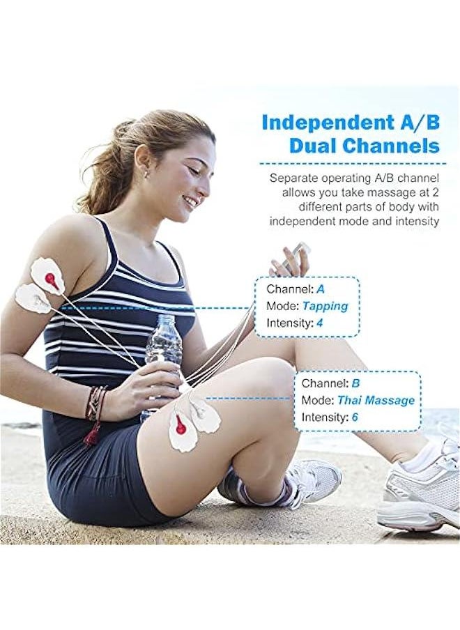 Arabest Rechargeable TENS Unit and EMS Muscle Stimulator with 2 Independent Channels, 20 Intensity Levels, 8 Massage Types, and 16 Modes, Handheld Electronic Pulse Massager, EHE029G-B  - Image 4