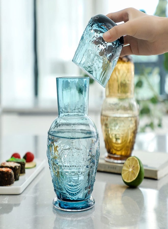G Crown Bedside Carafe and Tumbler set Pitcher 27.4 oz. and Cup 10 oz. Bedroom Night-Stand Drinkware Ocean Blue - Image 3