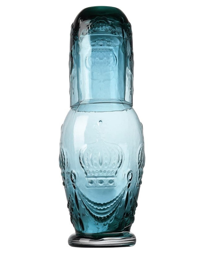 G Crown Bedside Carafe and Tumbler set Pitcher 27.4 oz. and Cup 10 oz. Bedroom Night-Stand Drinkware Ocean Blue - Image 1
