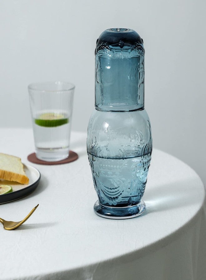 G Crown Bedside Carafe and Tumbler set Pitcher 27.4 oz. and Cup 10 oz. Bedroom Night-Stand Drinkware Ocean Blue - Image 5